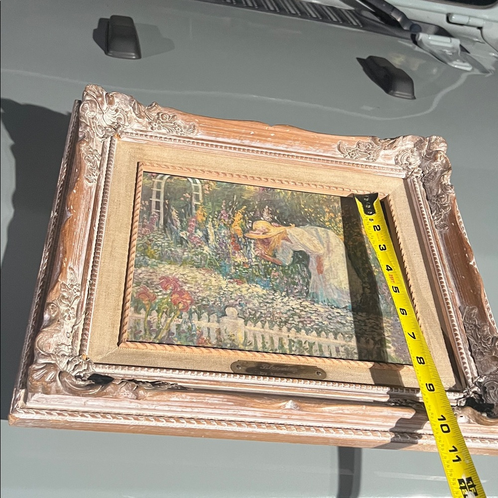Beautiful Vintage Framed Garden Painting - Picture 6 of 6